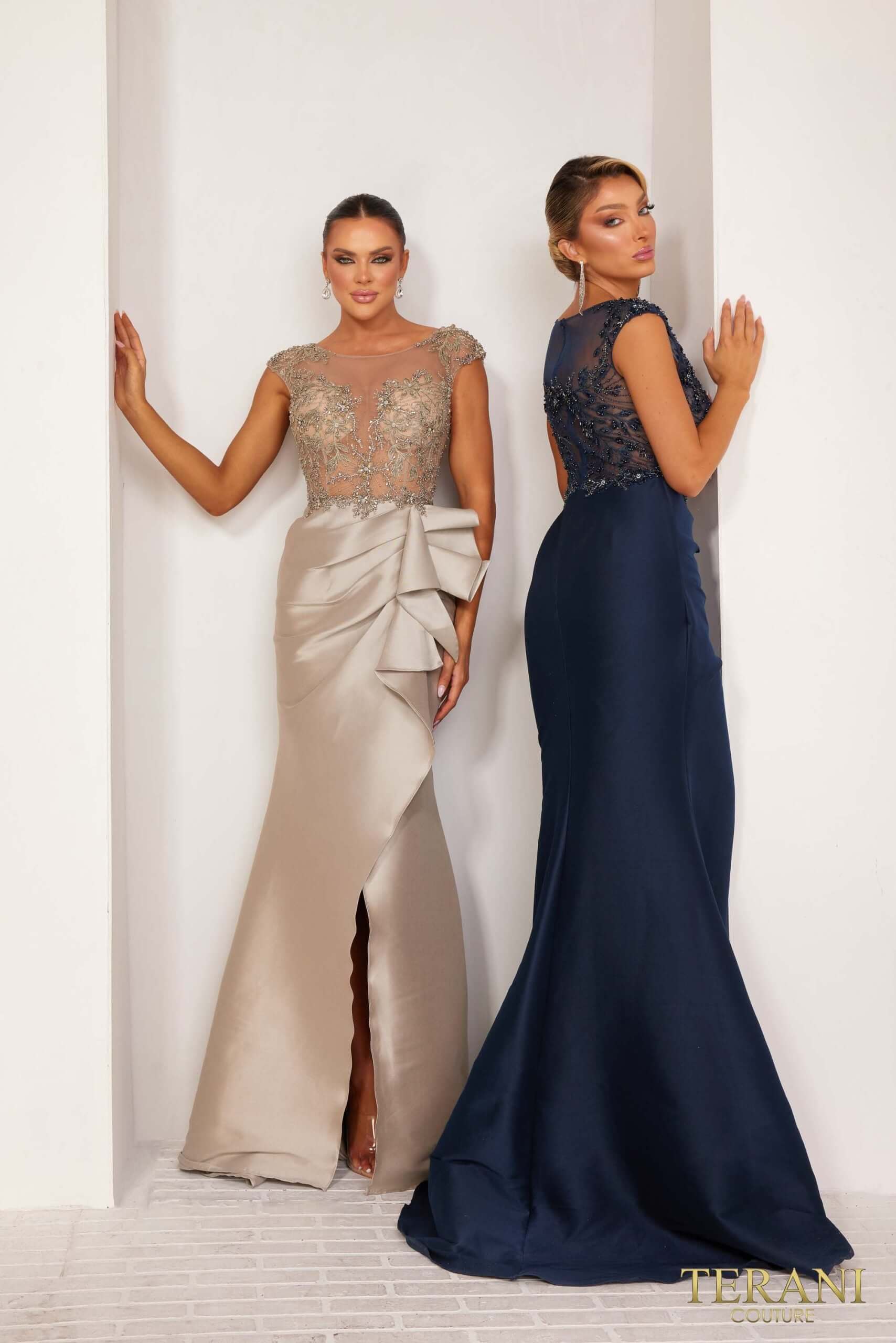 Trumpet Cap Sleeves Stretch Mikado Sparkly Evening Dress Rose / 12 Trumpet Cap Sleeves Stretch Mikado Sparkly Evening Dress Rose / 12
