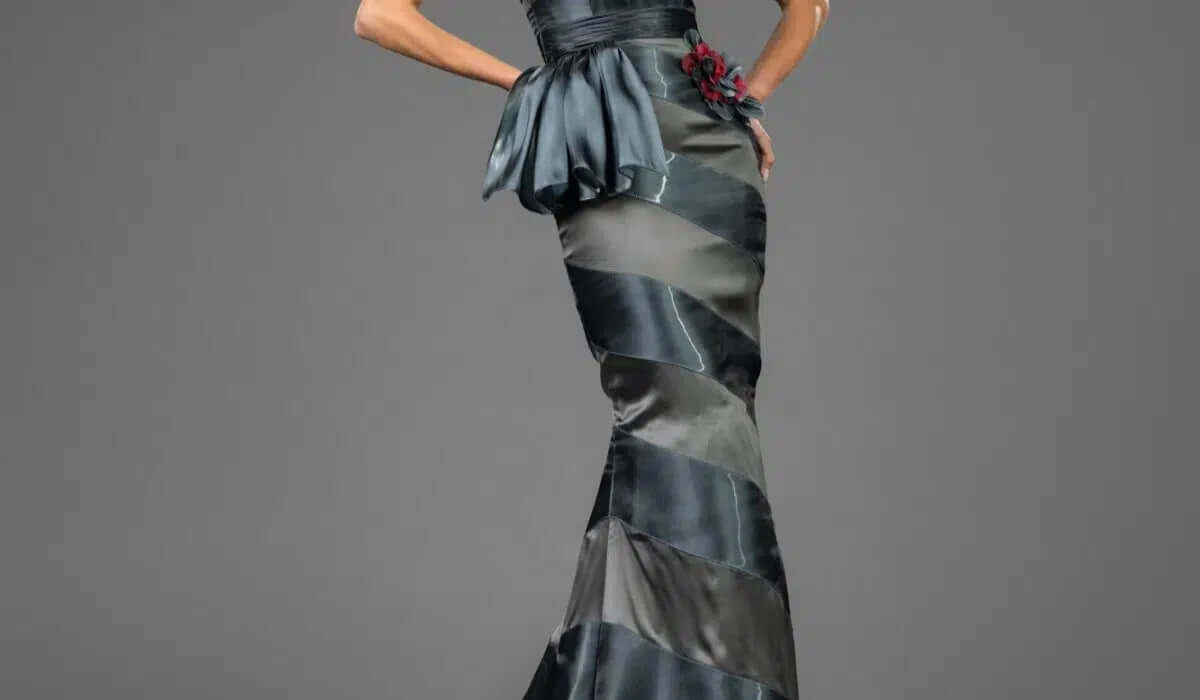 251E4284 TERANI Assyemtric Sleeveless Trumpet Long Evening Dress