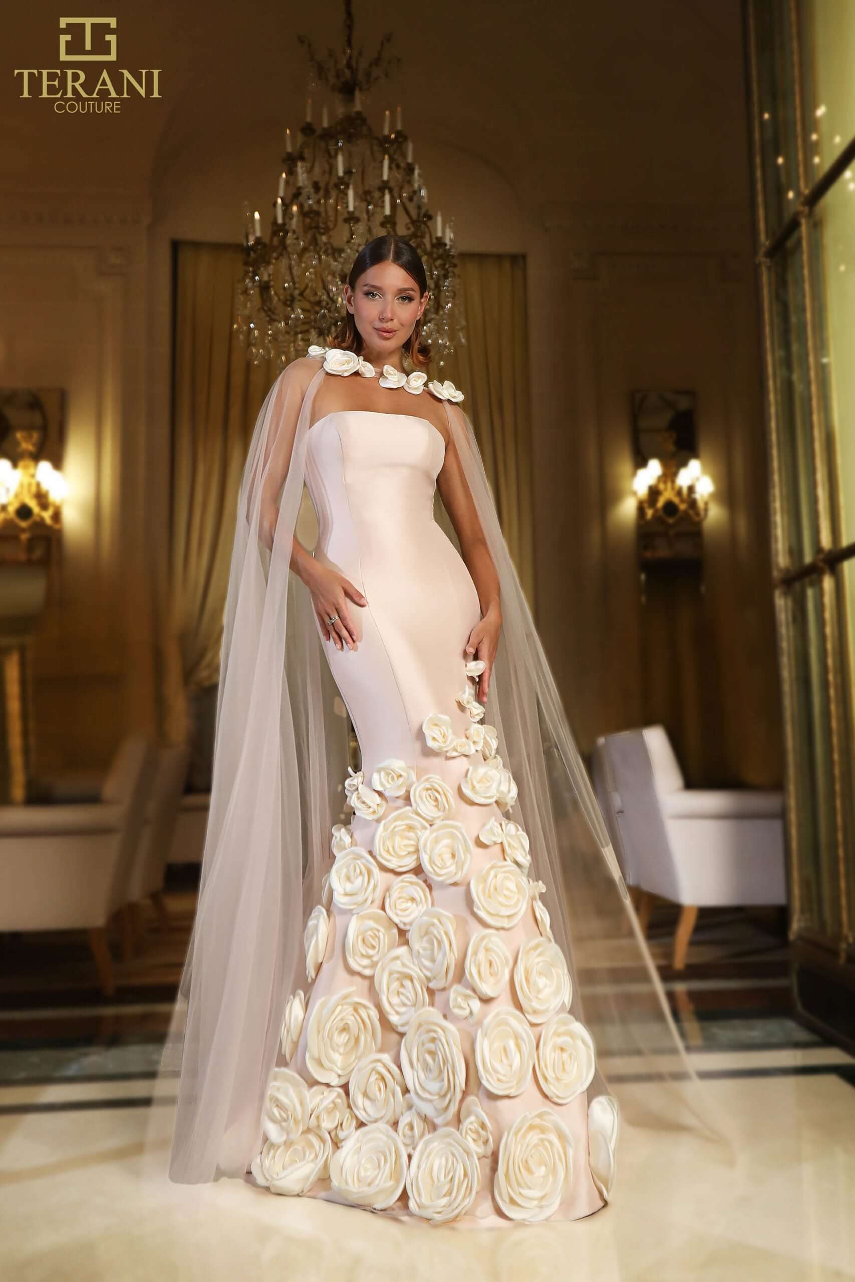 251GL4184 TERANI Sleeveless Stretch Mikado Trumpet Pageant Dress