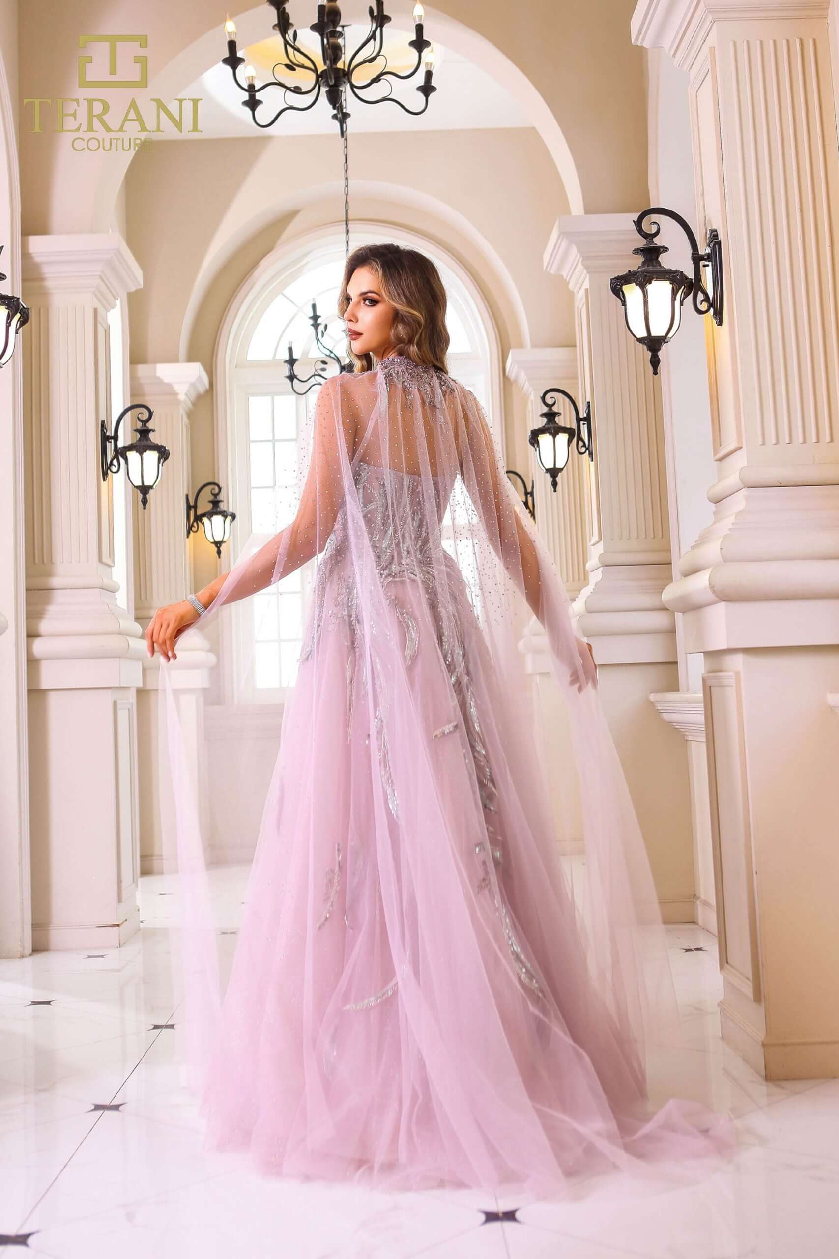 251M4410 TERANI Beaded Tulle Sleeveless Sweetheart Ballgown Dress