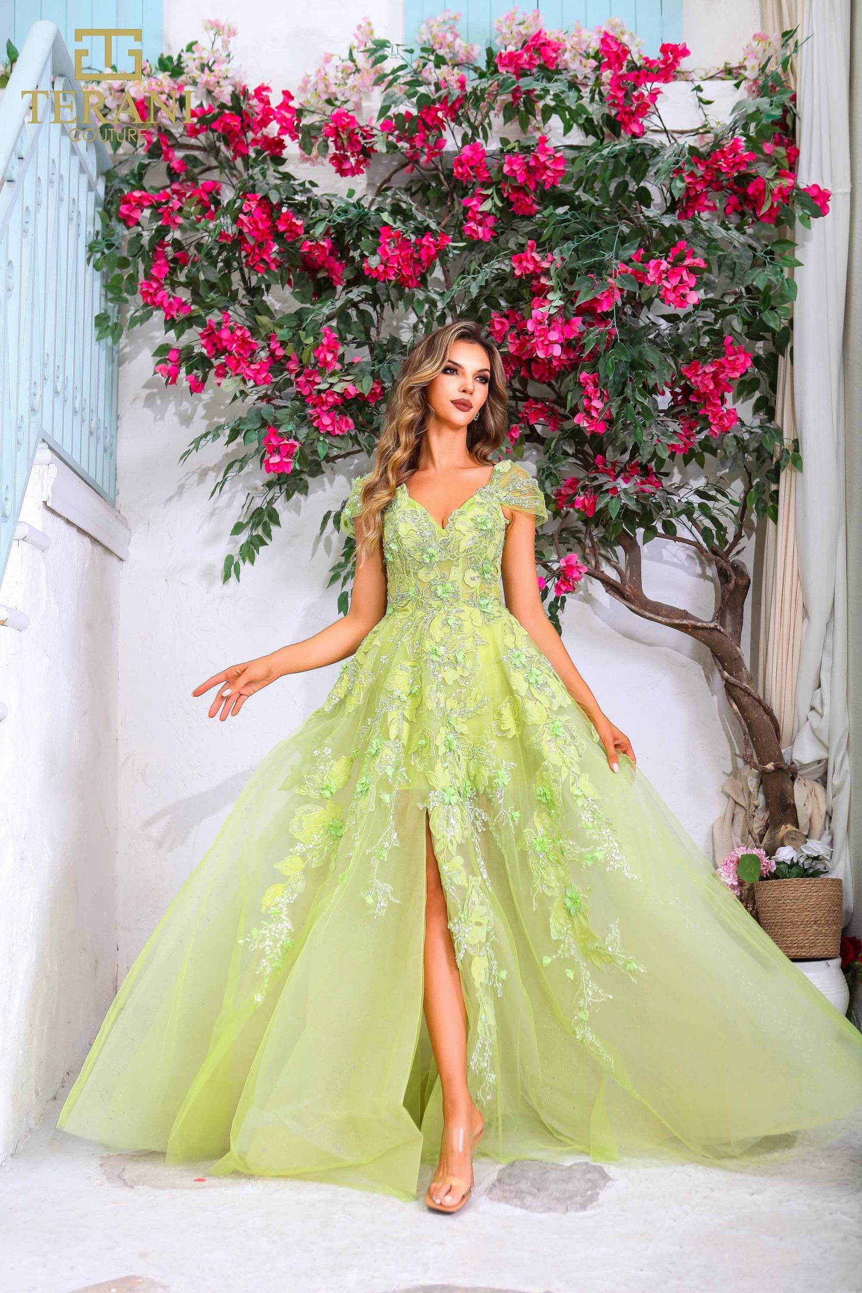 251P4533 TERANI Sweetheart Organza Long Prom Ballgown