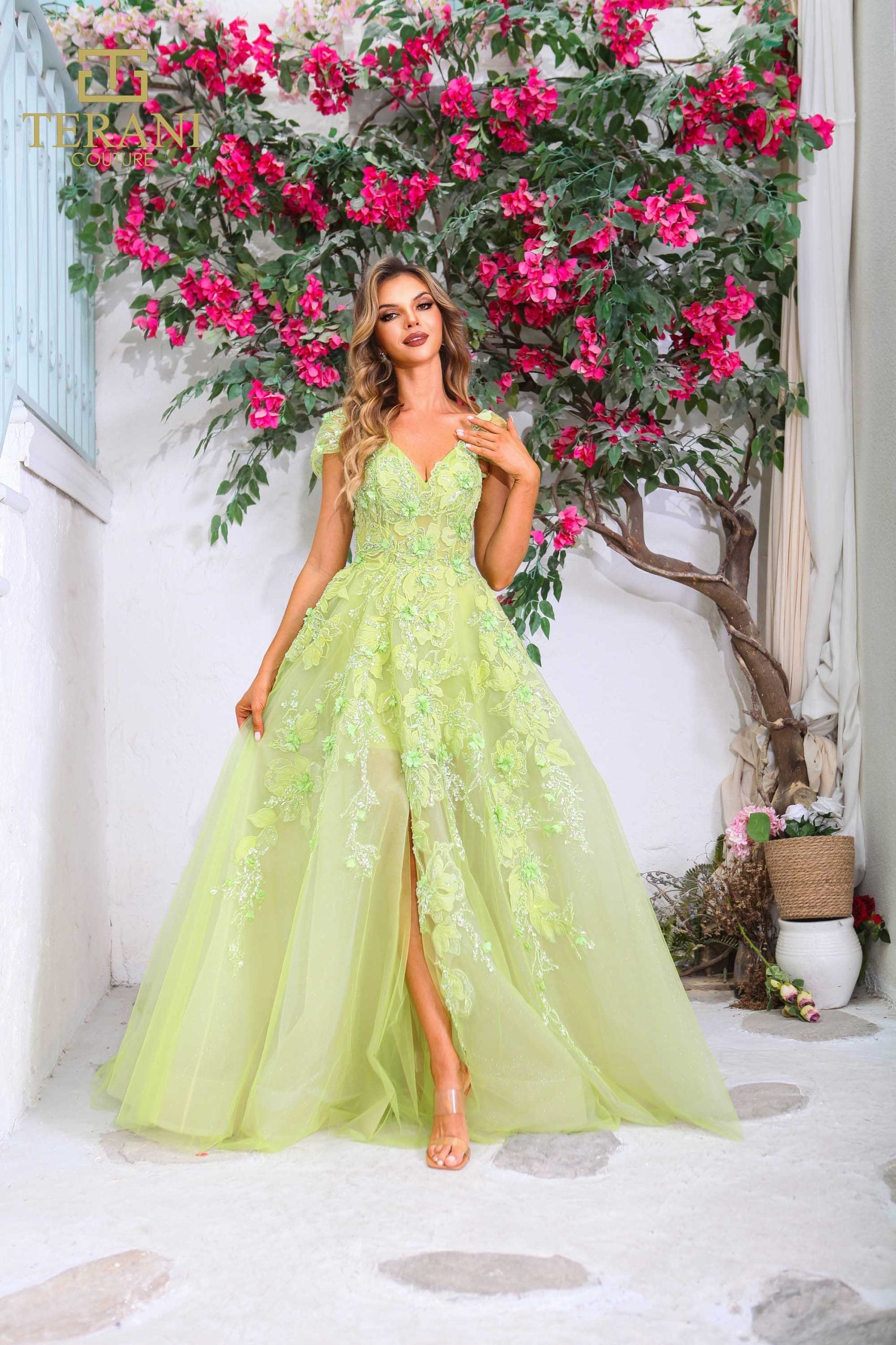 251P4533 TERANI Sweetheart Organza Long Prom Ballgown