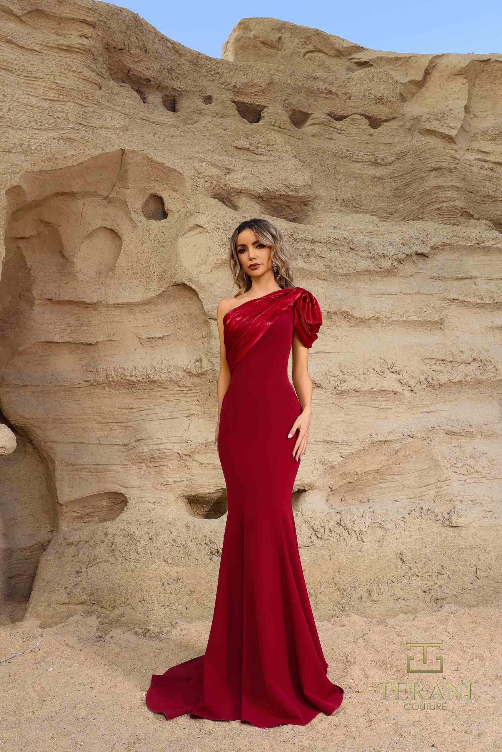 252E5514 – Fit and Flare Long Evening Dress - Black