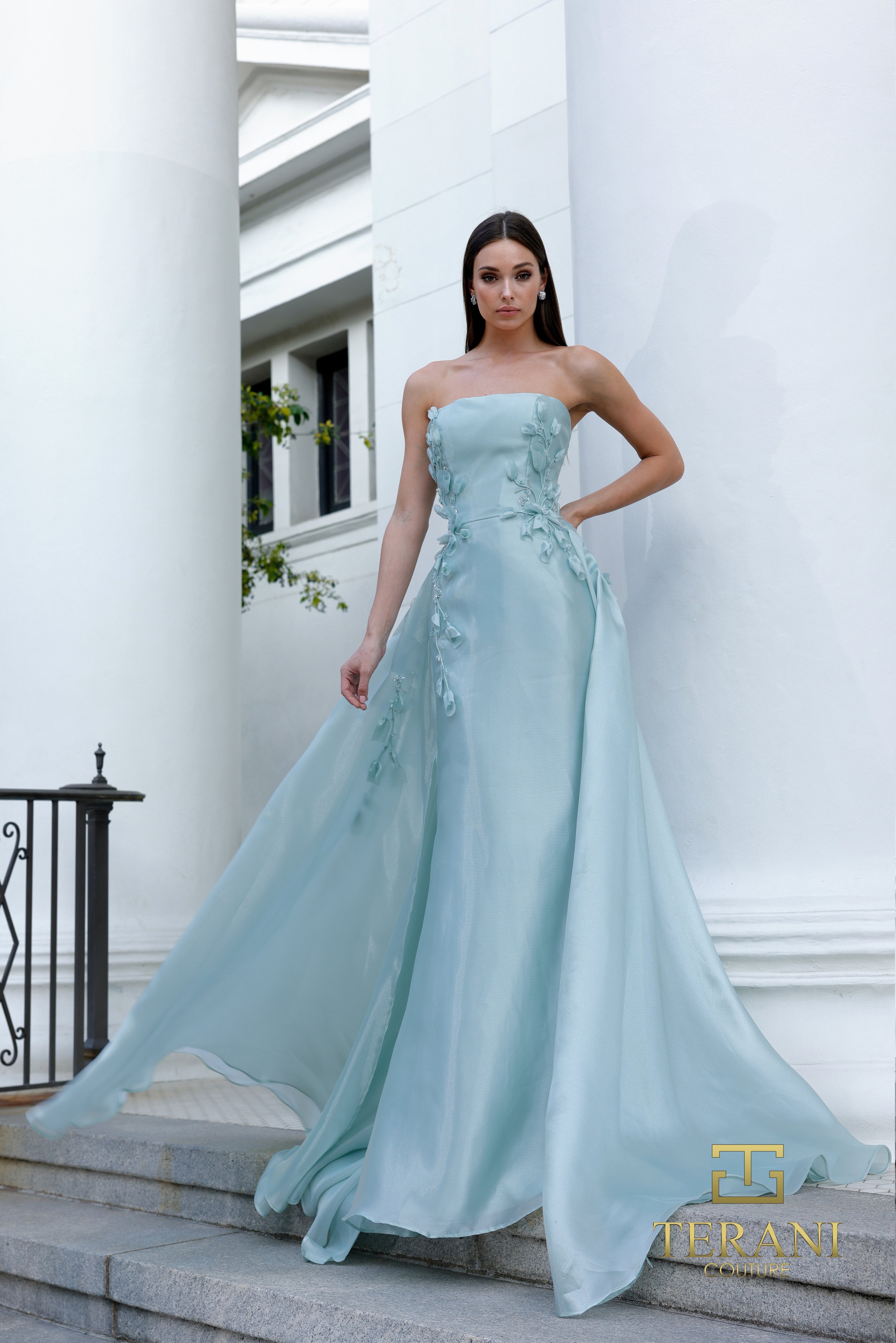 Straight Neck Crepe Back Satin A-Line Gown - 261E6195