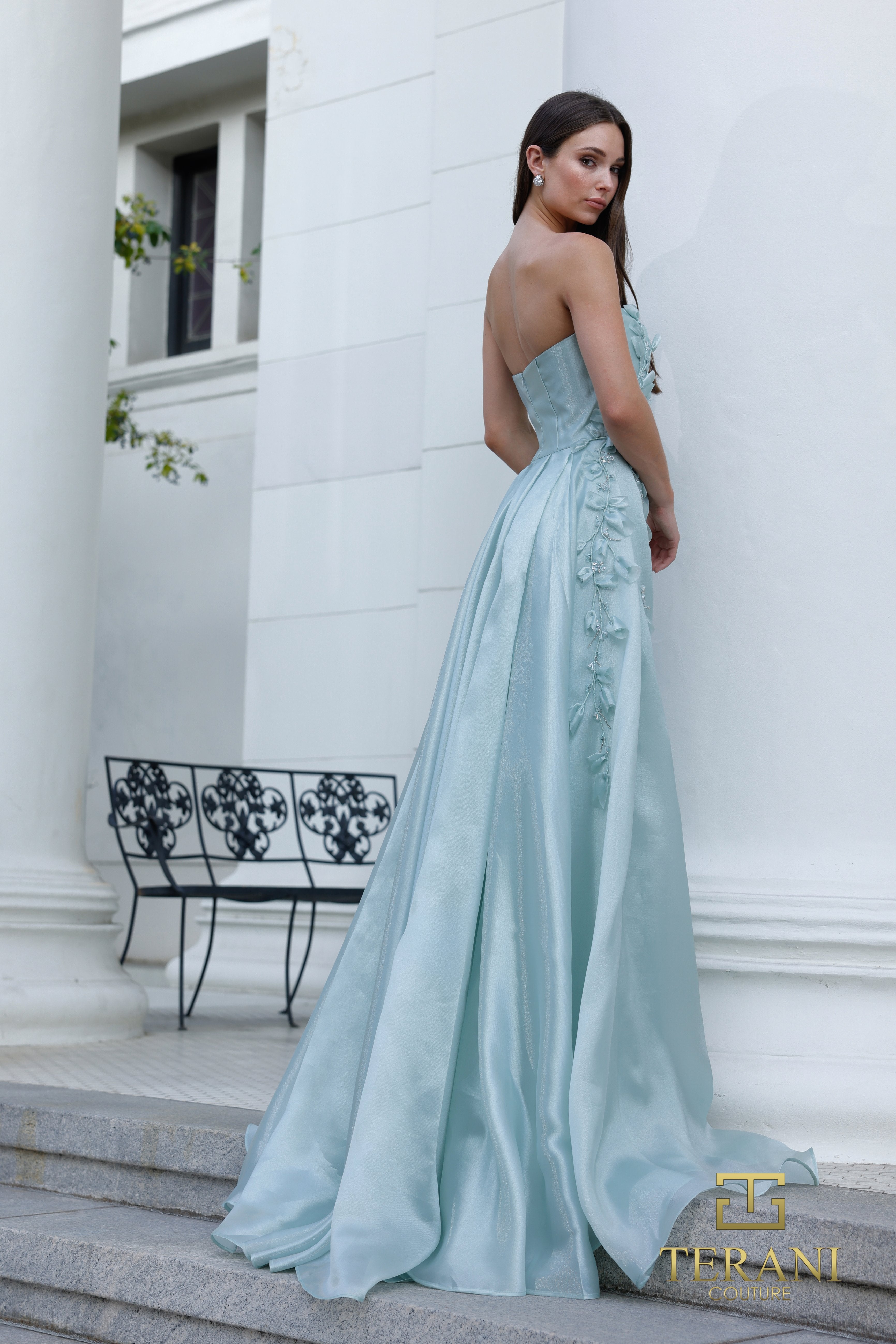 Straight Neck Crepe Back Satin A-Line Gown - 261E6195