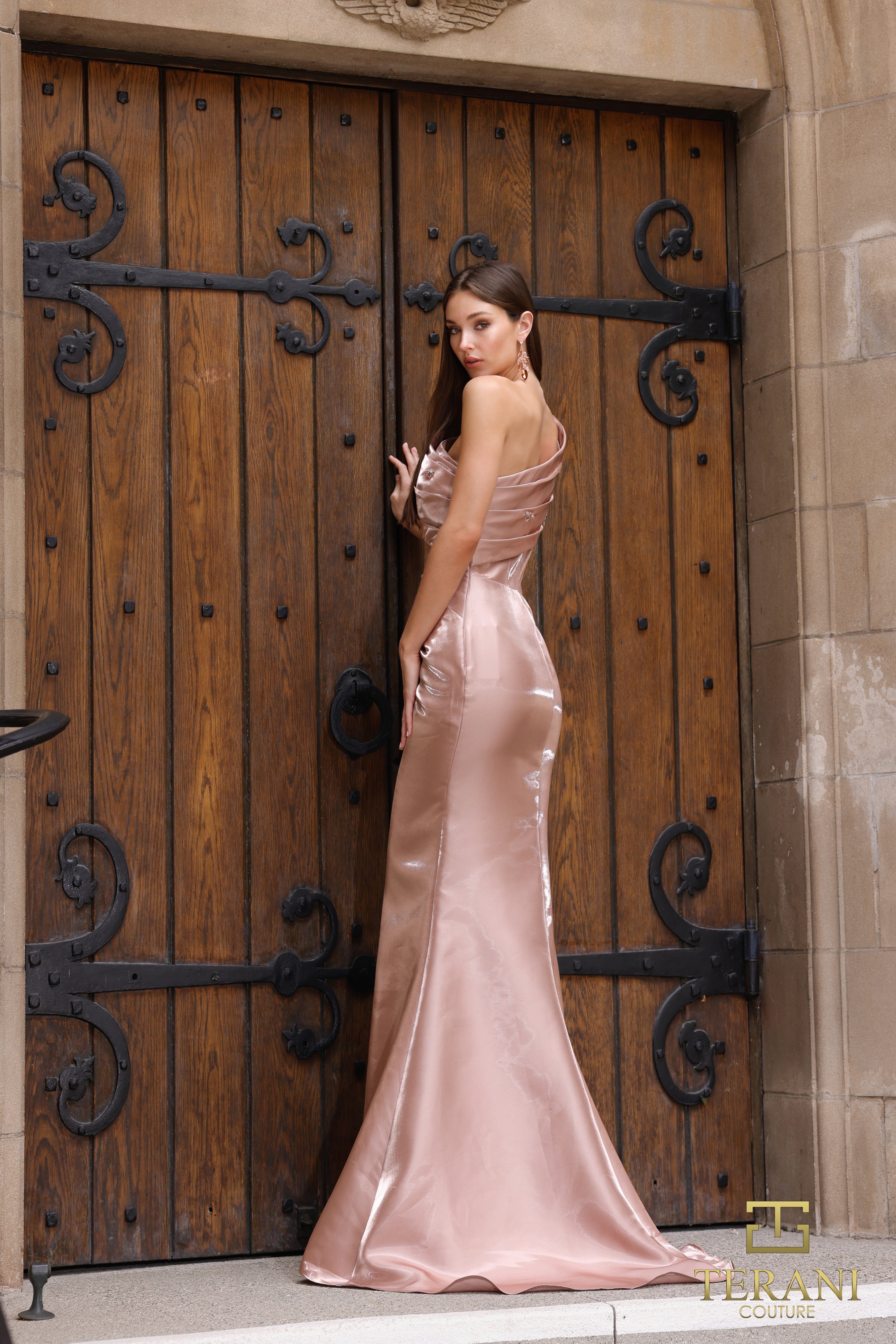 Asymmetric One-Shoulder Shimmer Fit & Flare Gown - 261E6227