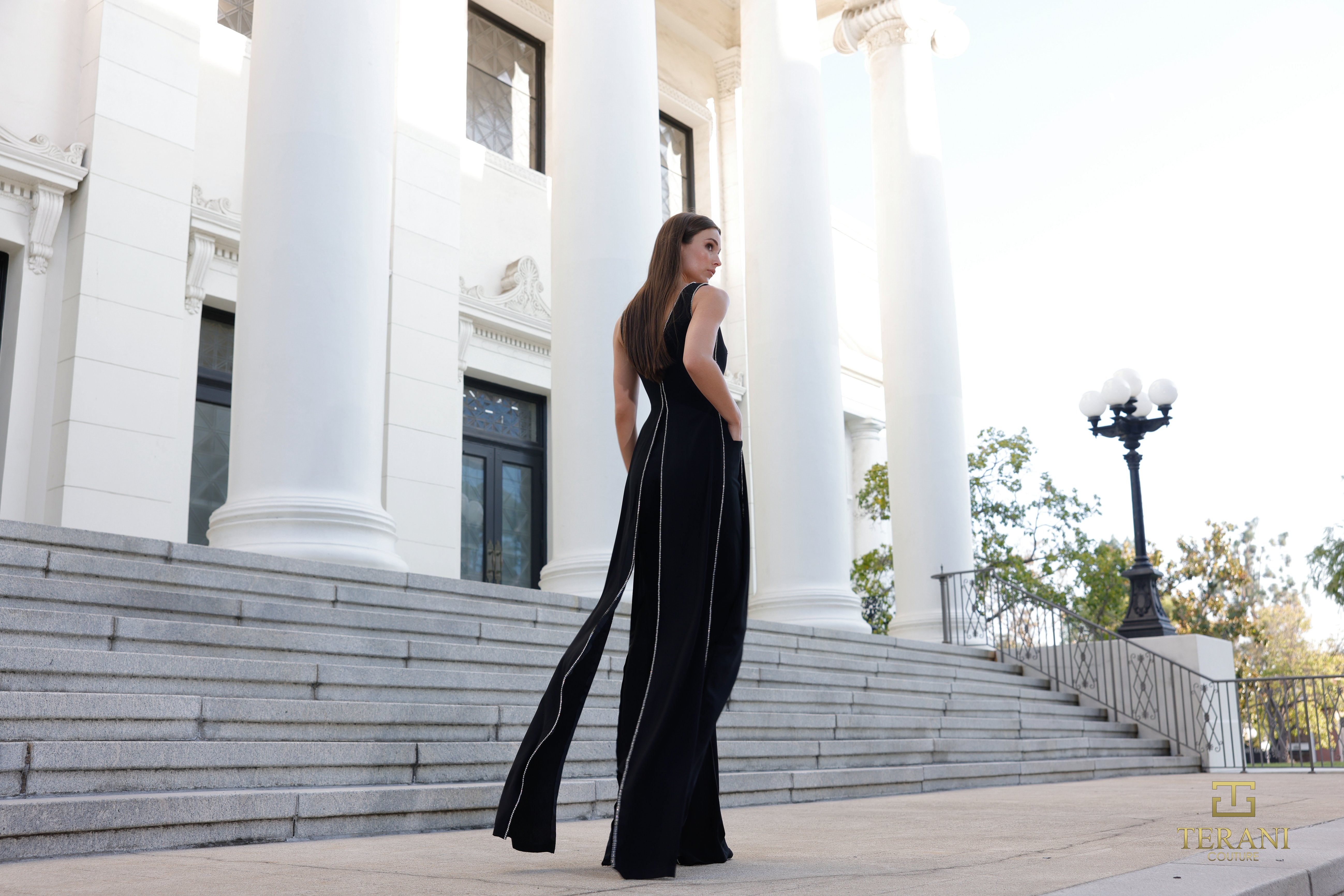 Deep V Crepe/Scuba Jumpsuit - 261E6743