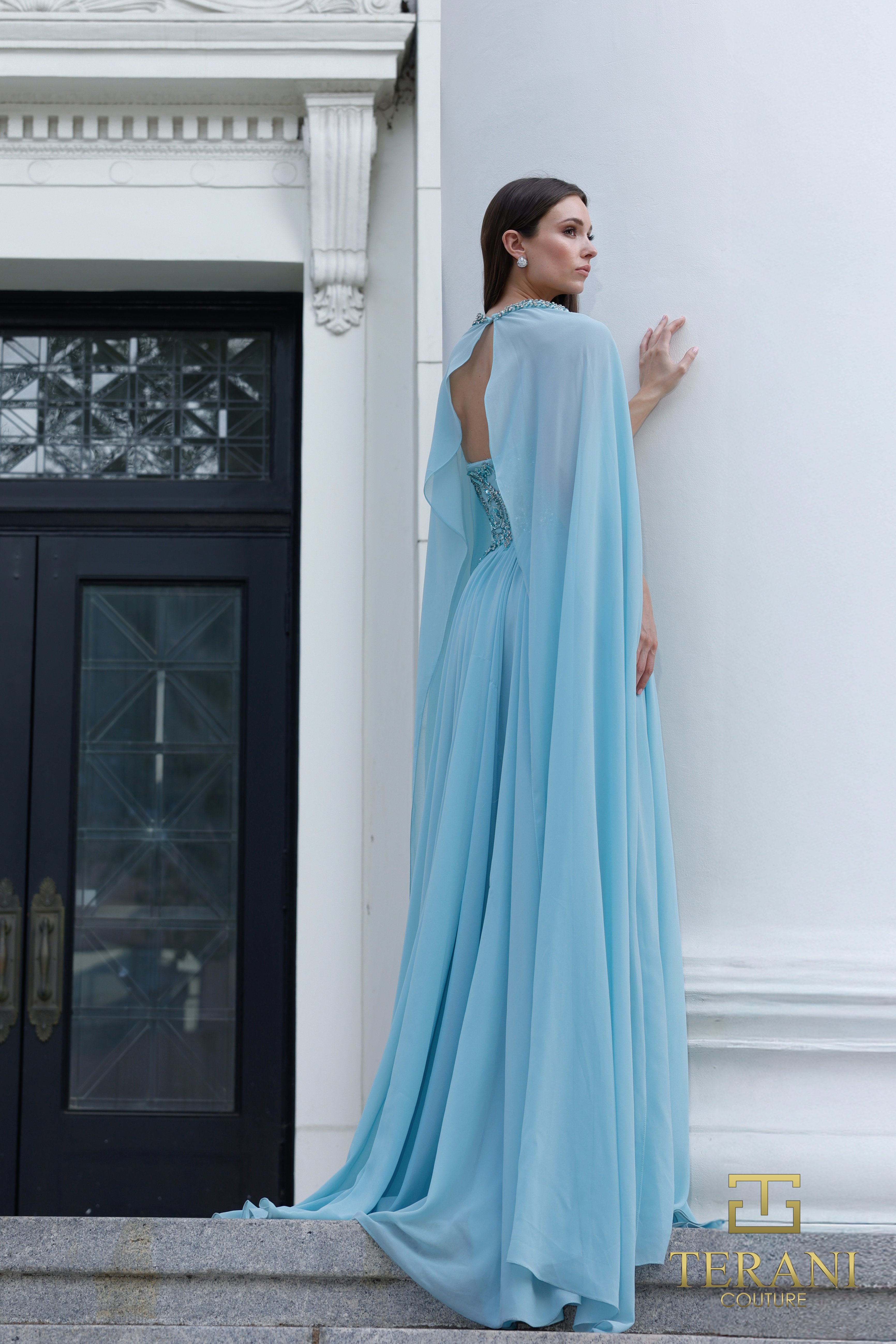 Sweetheart Chiffon A-Line Gown with Cape - 261M6402