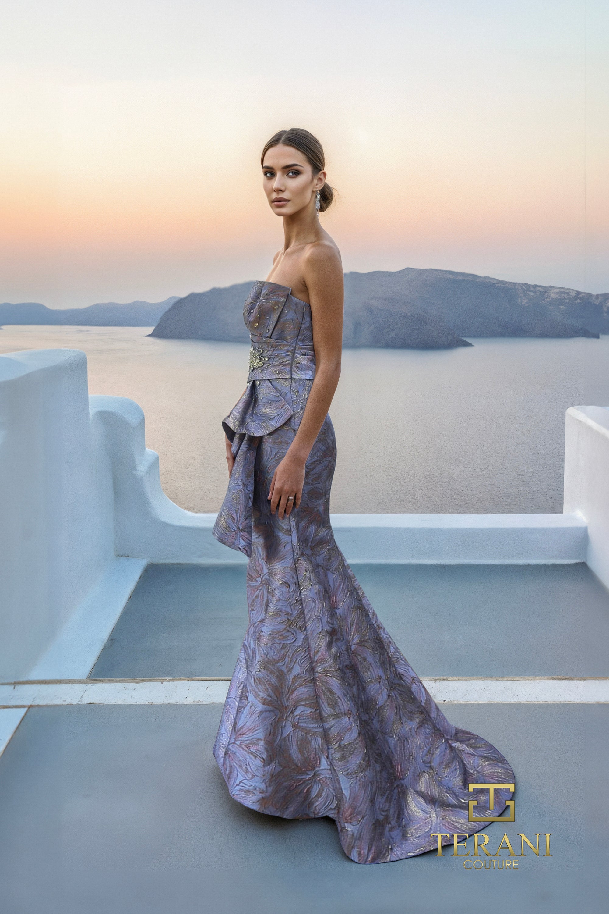 Asymmetric One-Shoulder Jacquard Mermaid Gown - 261E6269