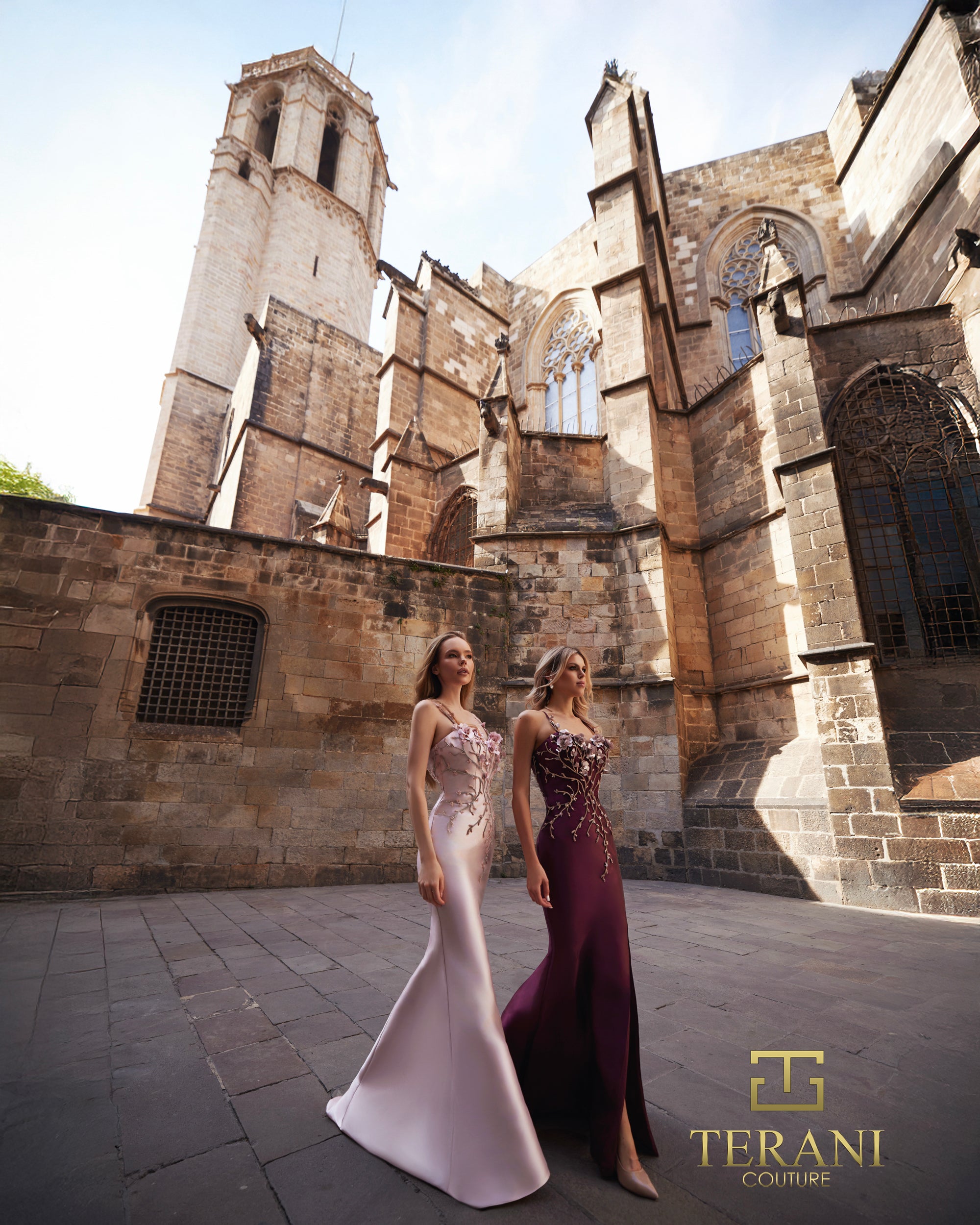 Spaghetti Strap Mikado Fitted Gown with Slit - 261E6632