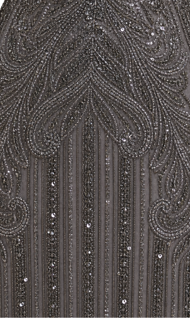High Neck Beaded Dress with Long Cape | 28834