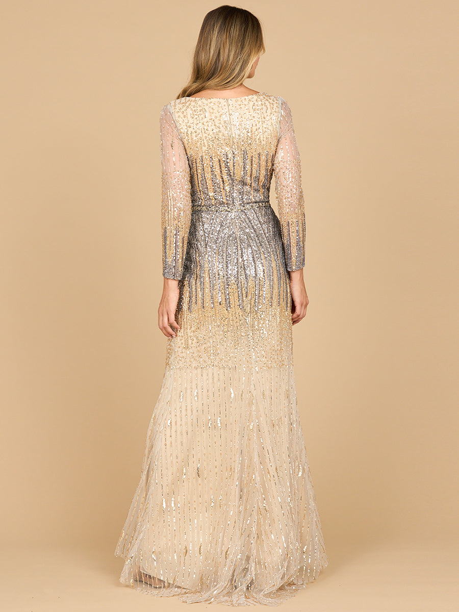Mermaid, Beaded Long Sleeve Gown