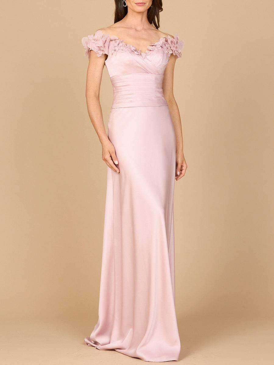 Off Shoulder Satin Gown