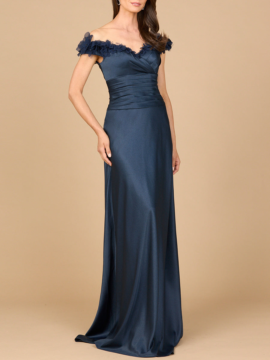 Off Shoulder Satin Gown