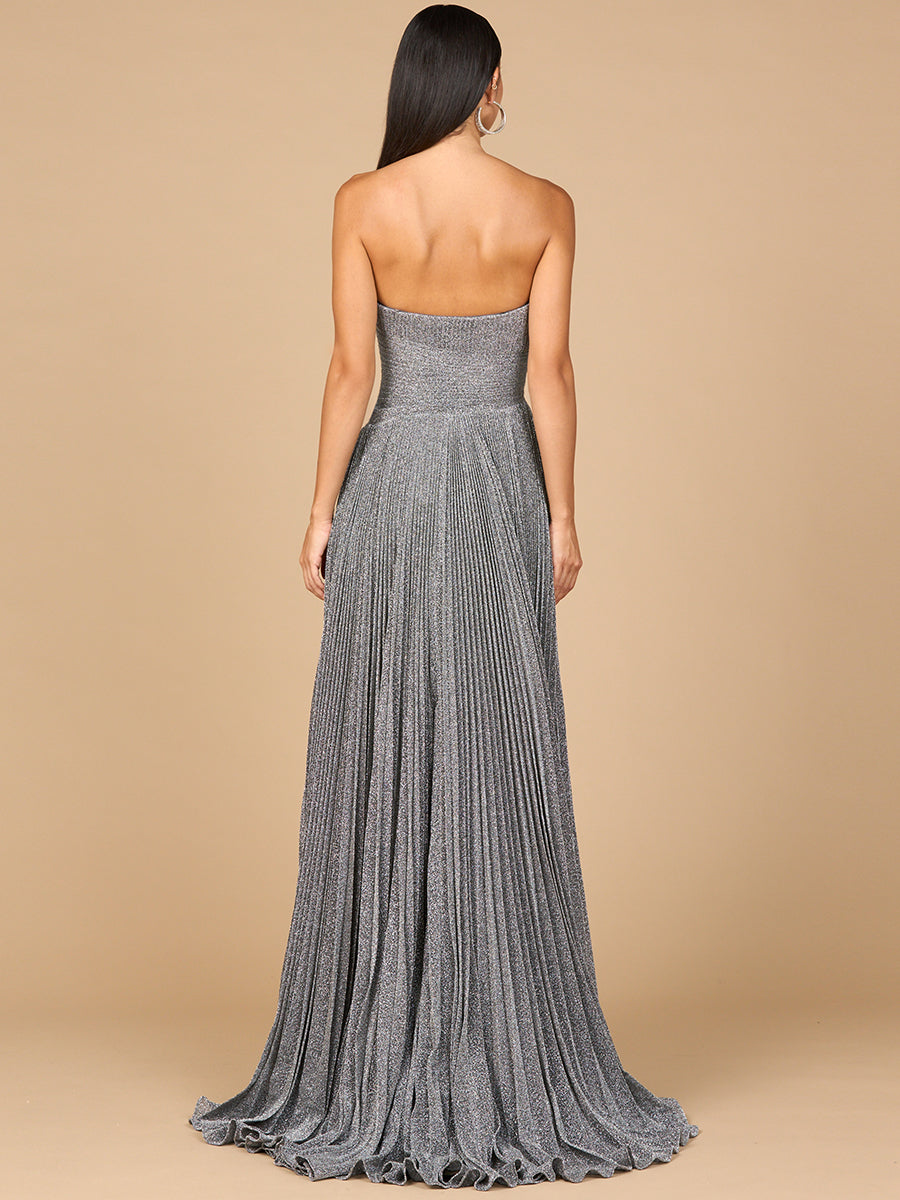 Flowing Pleated, Strapless Dress