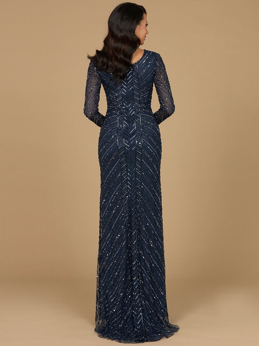Long Sleeve Beaded Gown
