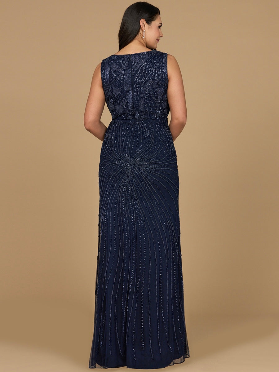 Asymmetrical, Beaded Gown