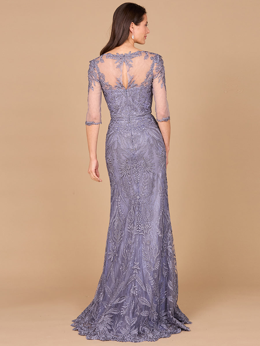 Detachable Half Sleeve Lace Sheath Gown