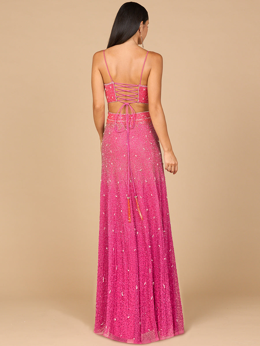 Ombre Beaded Gown - OUTLET