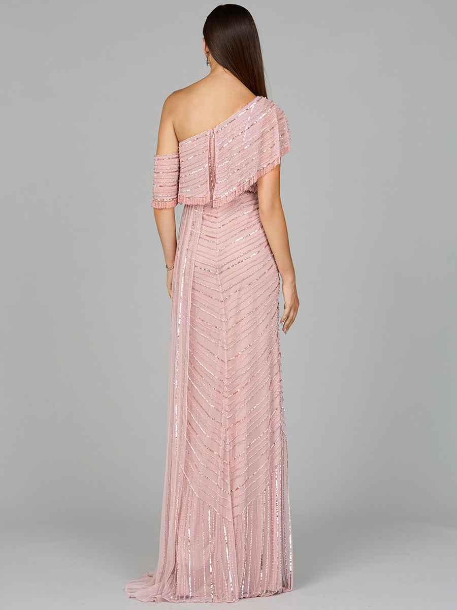 Off Shoulder Sheath Beaded Gown