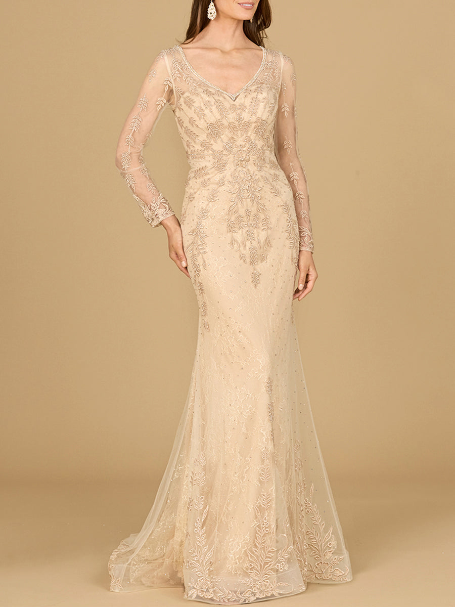 Long Sleeve Lace Mermaid Gown