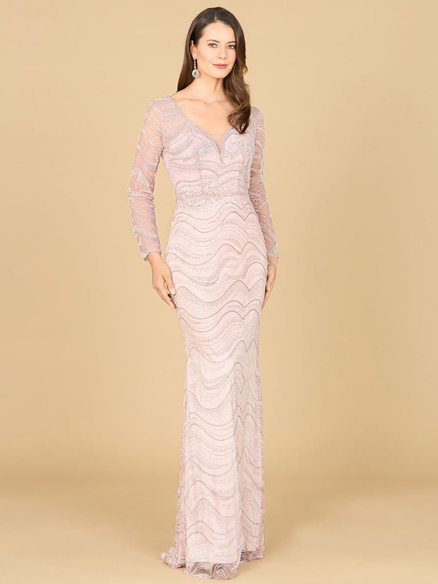 Long Sleeve Lace Fitted Gown