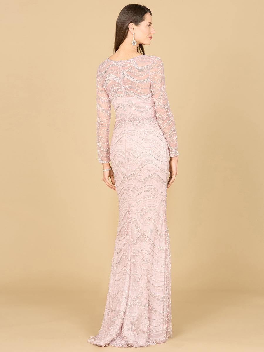 Long Sleeve Lace Fitted Gown