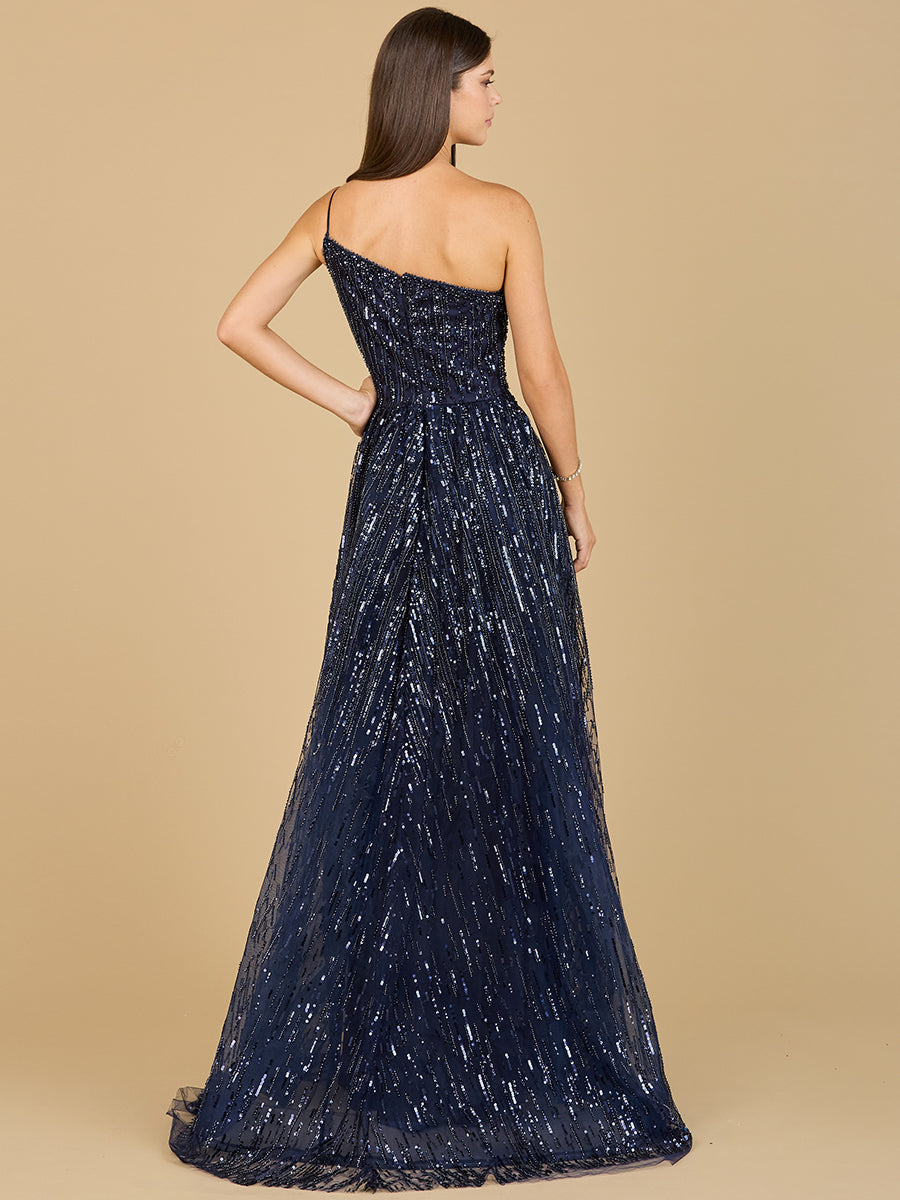One Shoulder Navy Ball Gown