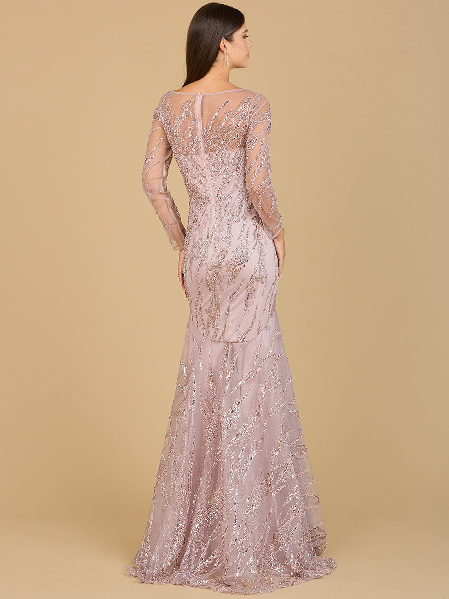 Long Sleeve Mermaid Beaded Gown