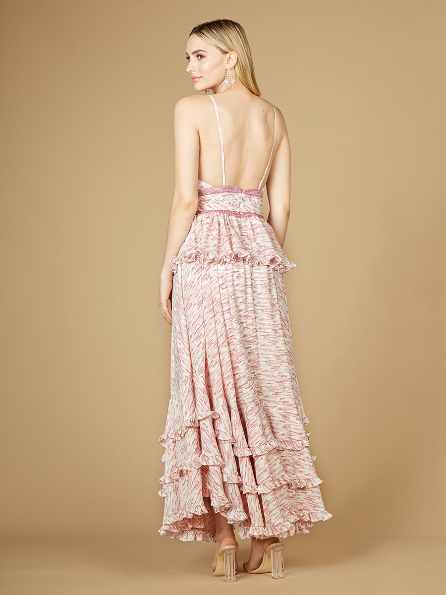 Plunging V-Neck Print Dress OUTLET