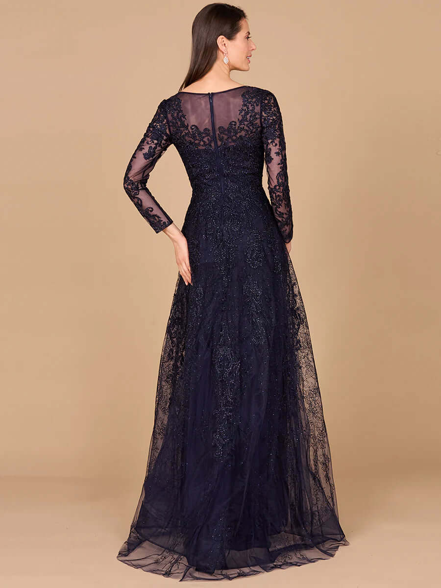 LARA 29326 Long Sleeve Lace Evening Gown – Elegant Full-Length Formal Dress