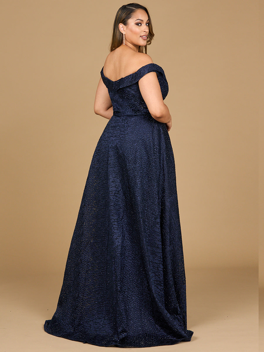 Tonal Beaded Off Shoulder Ballgown