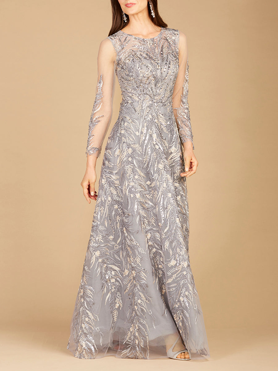 High Neck, Long Sleeve Ball Gown