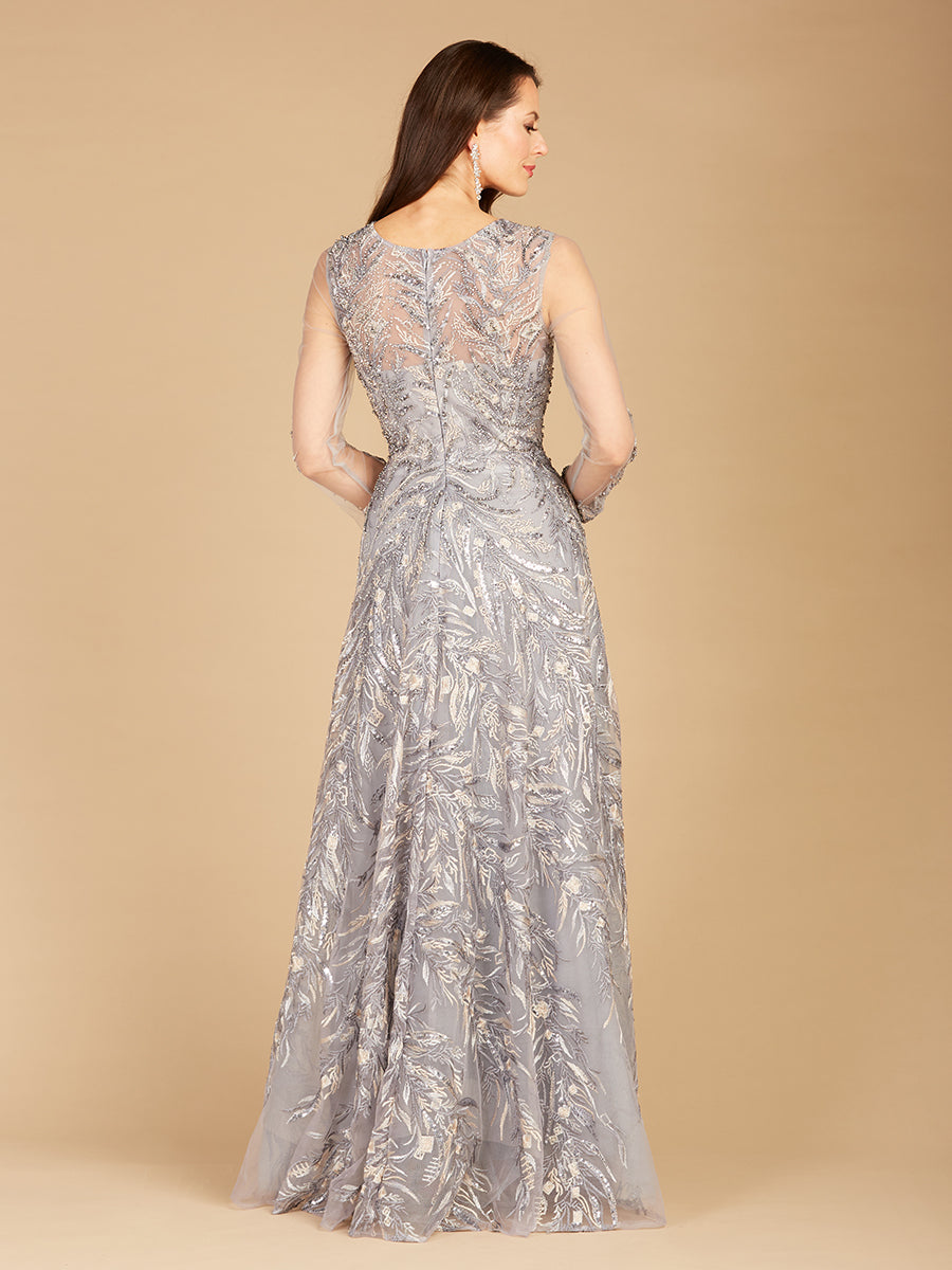 High Neck, Long Sleeve Ball Gown
