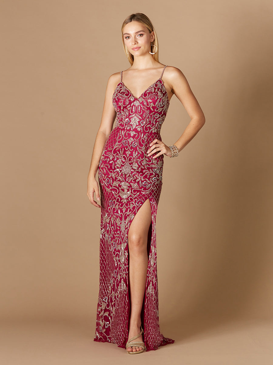 Beaded Tank Dress with Slit - OUTLET
