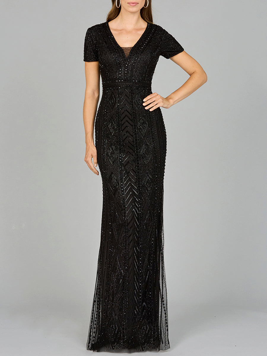 Lara 29606 - Closed Back, Cap Sleeve Dress