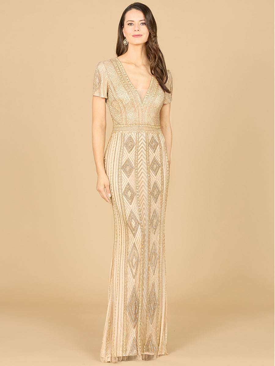 Lara 29606 - Closed Back, Cap Sleeve Dress