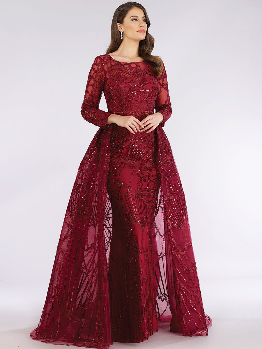 Lara 29633 - Gorgeous Overskirt Dress with Long Sleeves
