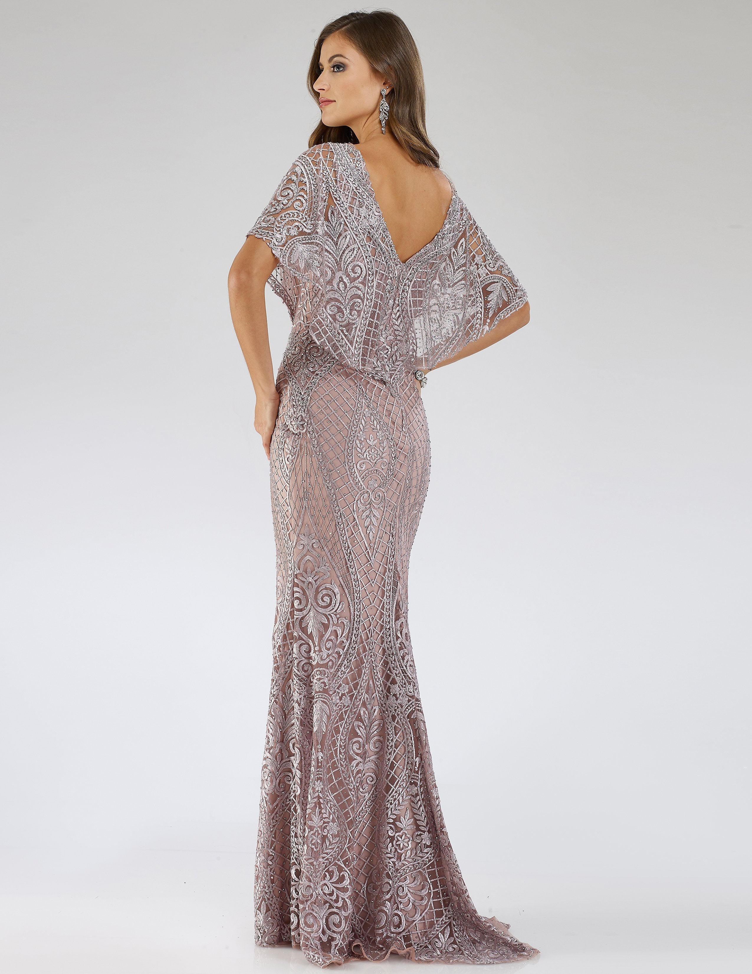 Lara 29673 - Cape Sleeve Mermaid Gown