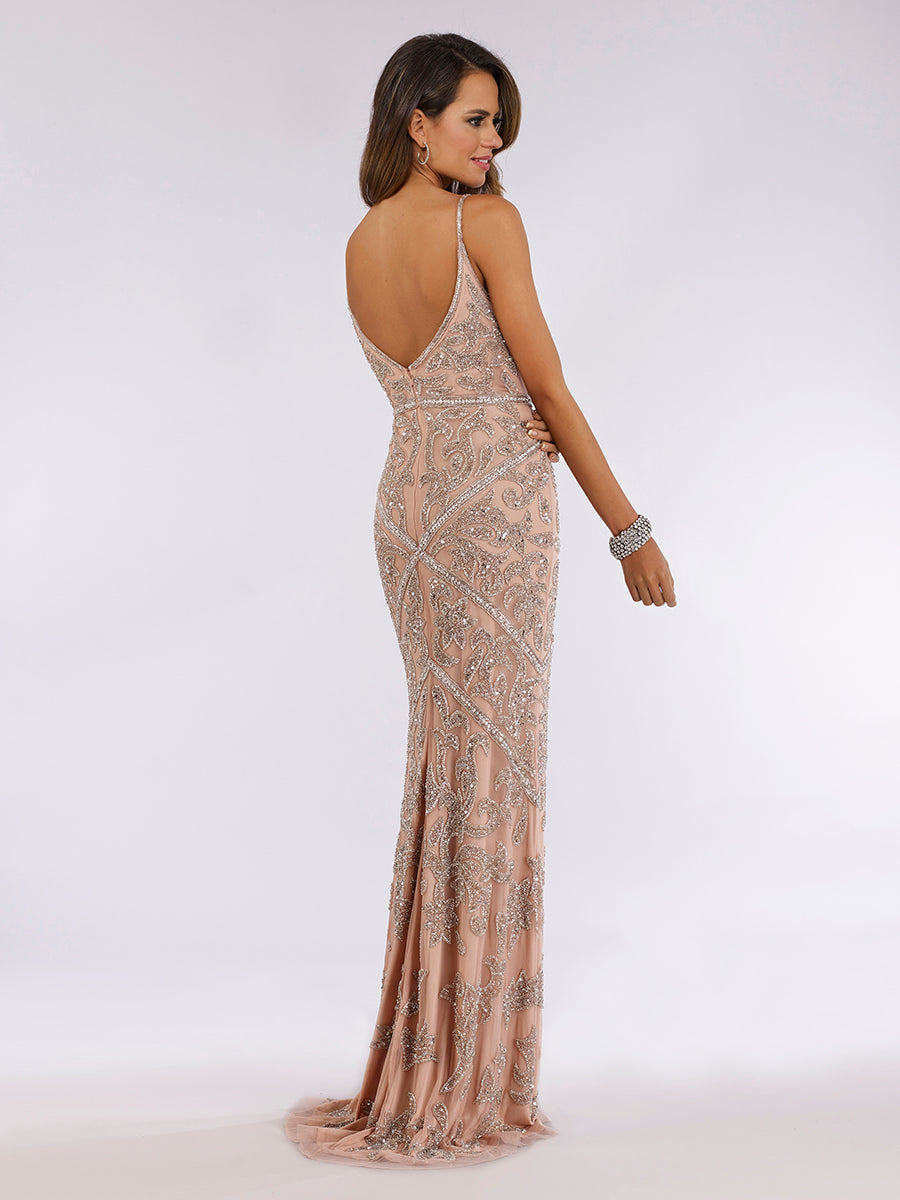 Lara 29744 - Spaghetti Strap Beaded Dress