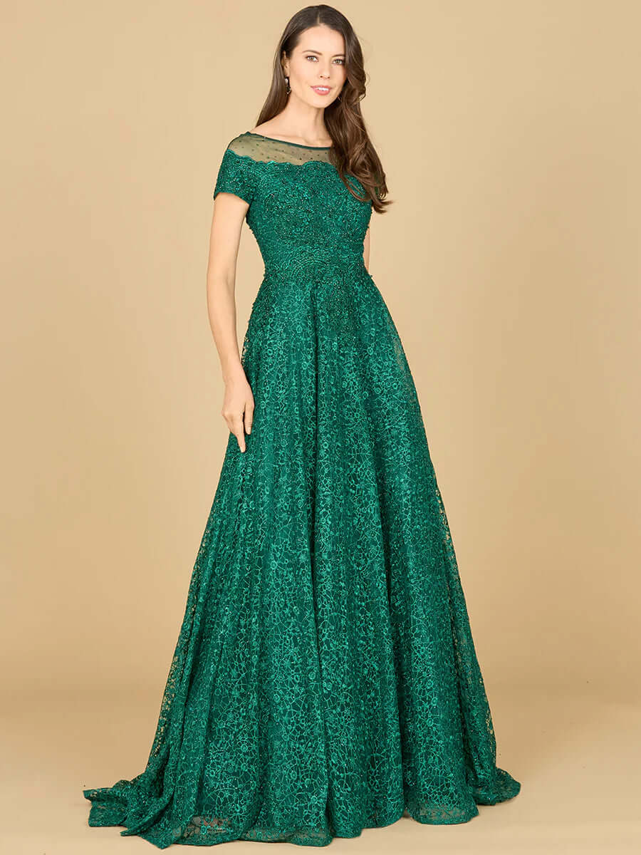 29765 - Sheer Off Shoulder Ball Gown