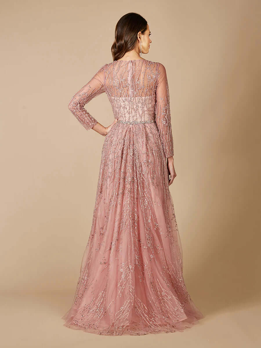 LARA 29782 Multi‑Layer Lace Ball Gown – Elegant V‑Neck A‑Line Dress