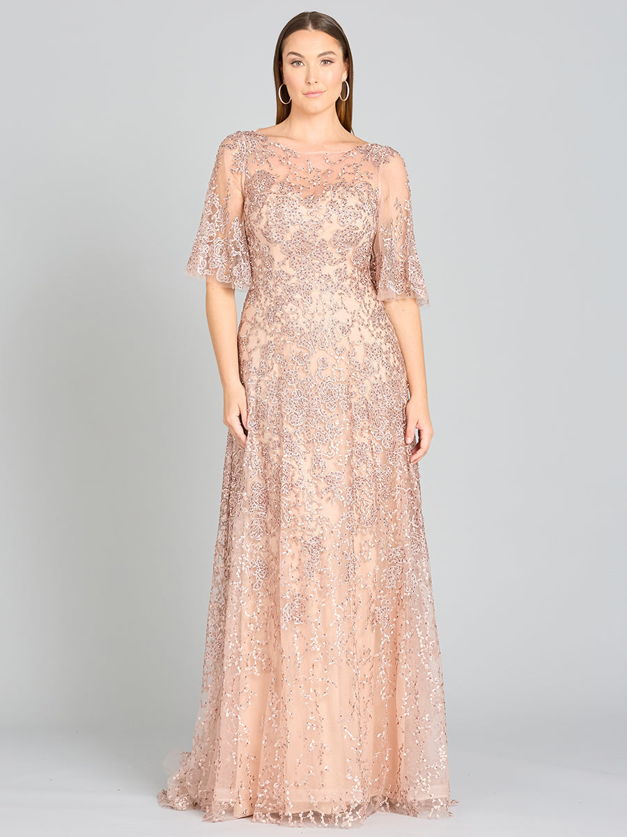 Lara 33277 - Cape Sleeve Mother's Gown