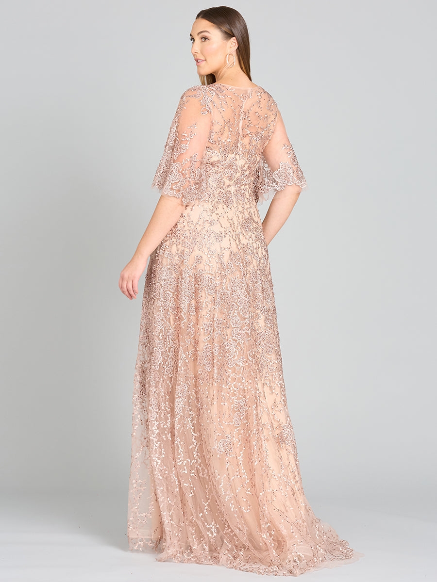 Lara 33277 - Cape Sleeve Mother's Gown