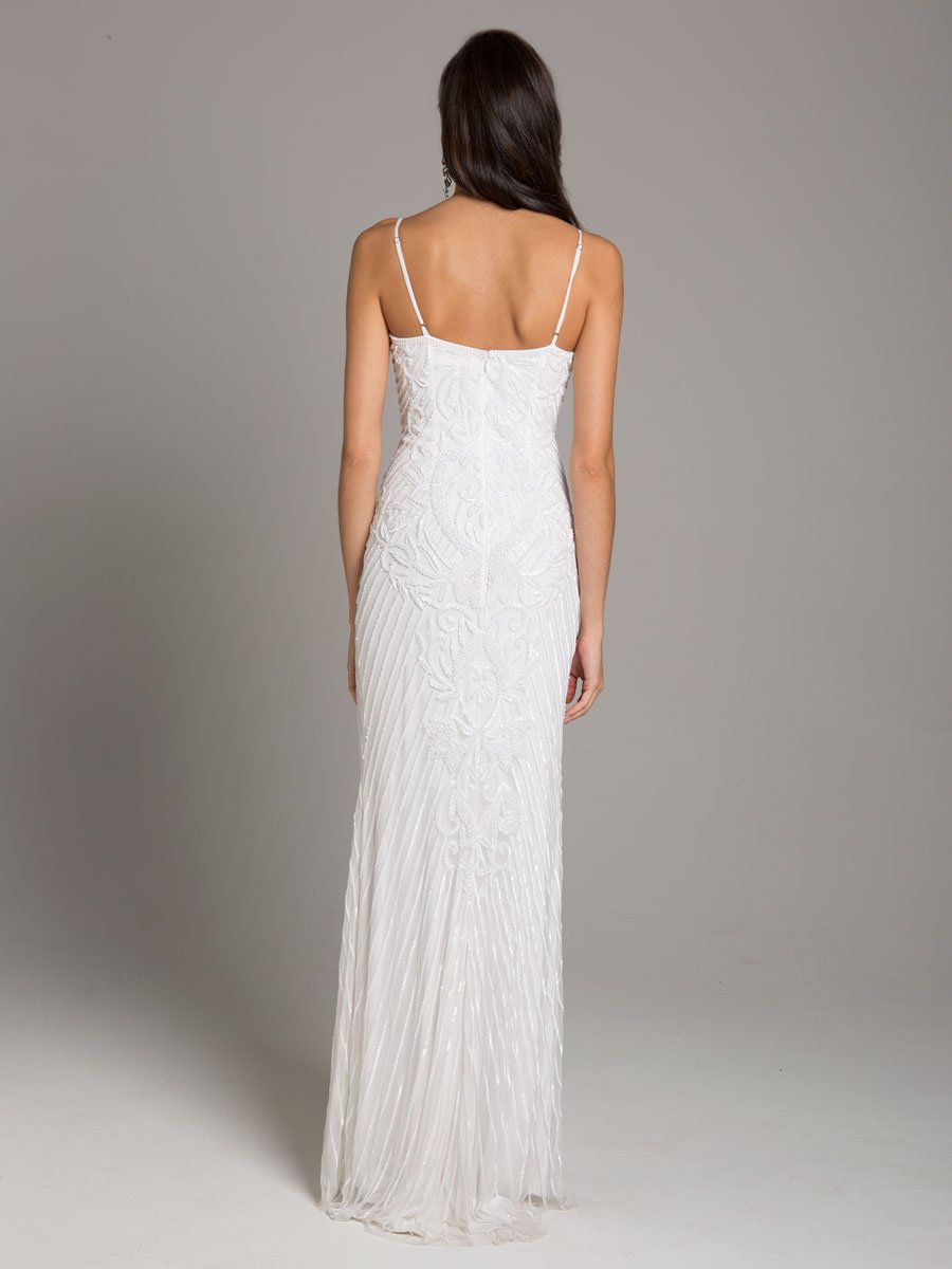 Lara Brooke Beaded Spaghetti Strap Sheath Gown