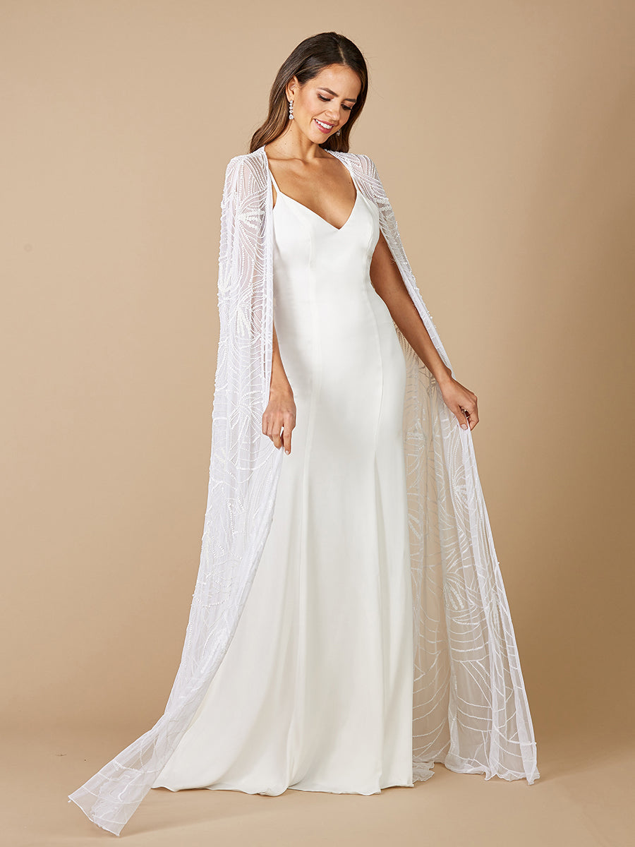 Lara Gracie Full Length Beaded Tulle Cape