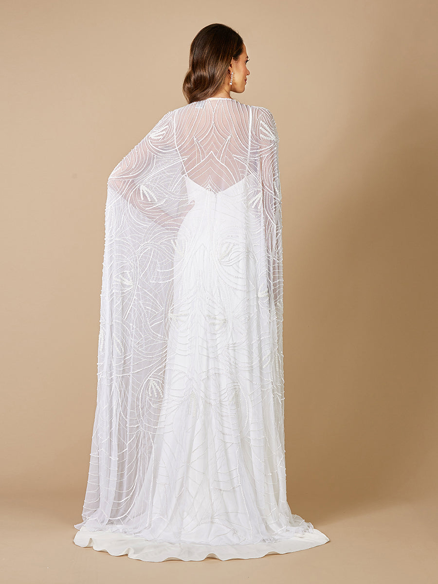 Lara Gracie Full Length Beaded Tulle Cape