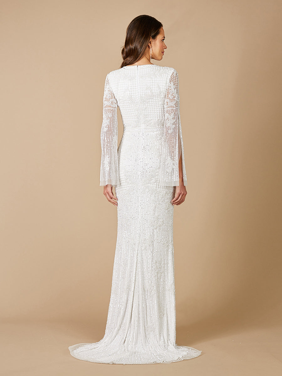 Lara Fallon Long Sleeve Beaded Wedding Gown