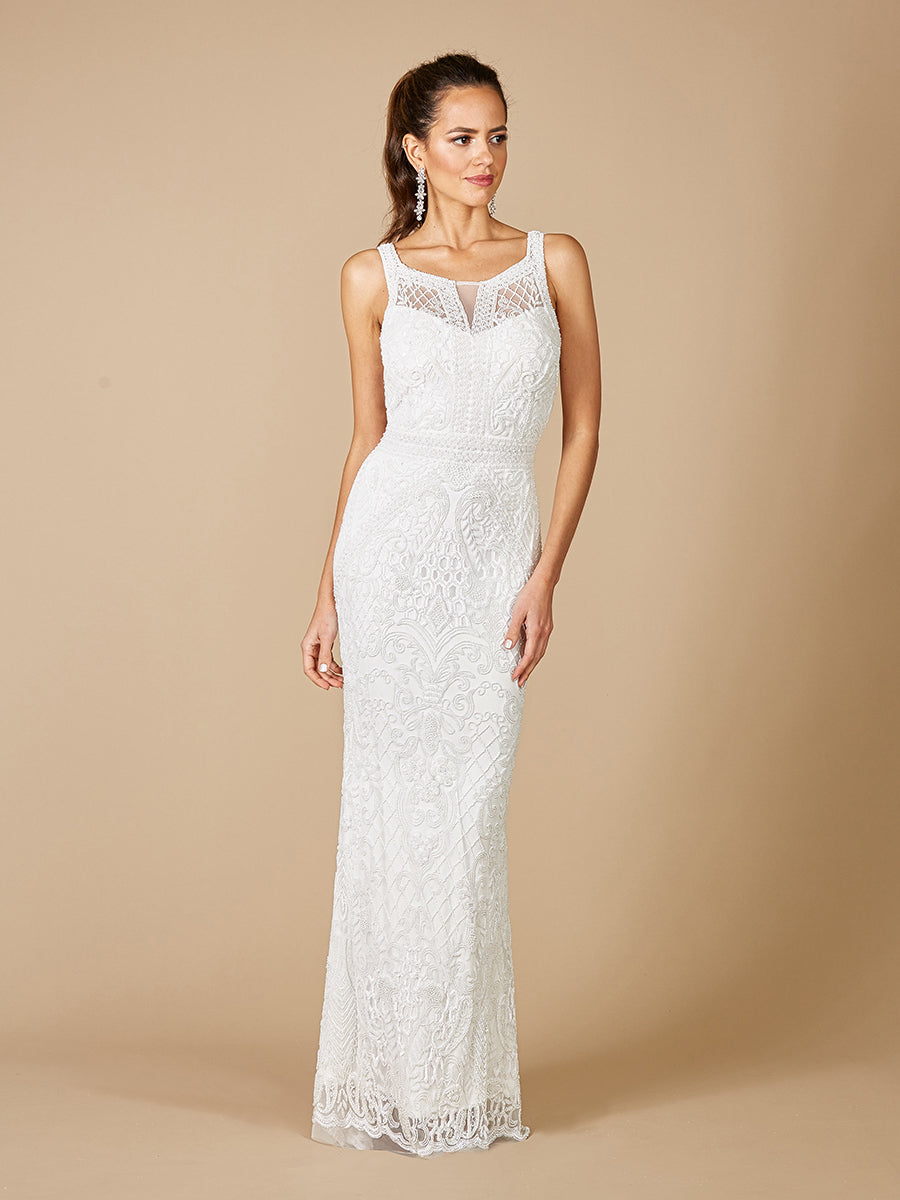 Lara Foster High-Neck Sleeveless Wedding Gown