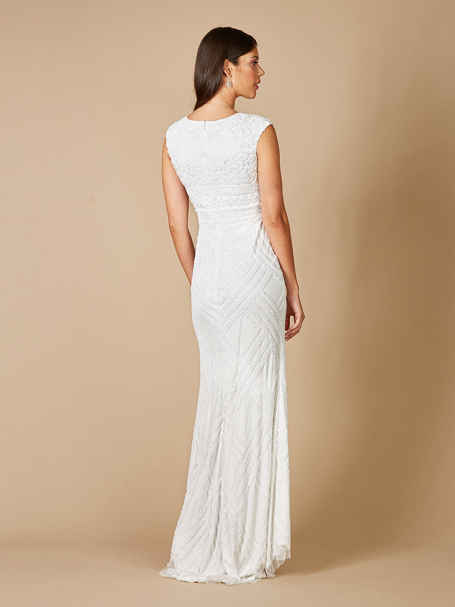 Lara Fabiana Cap Sleeve Beaded Wedding Gown